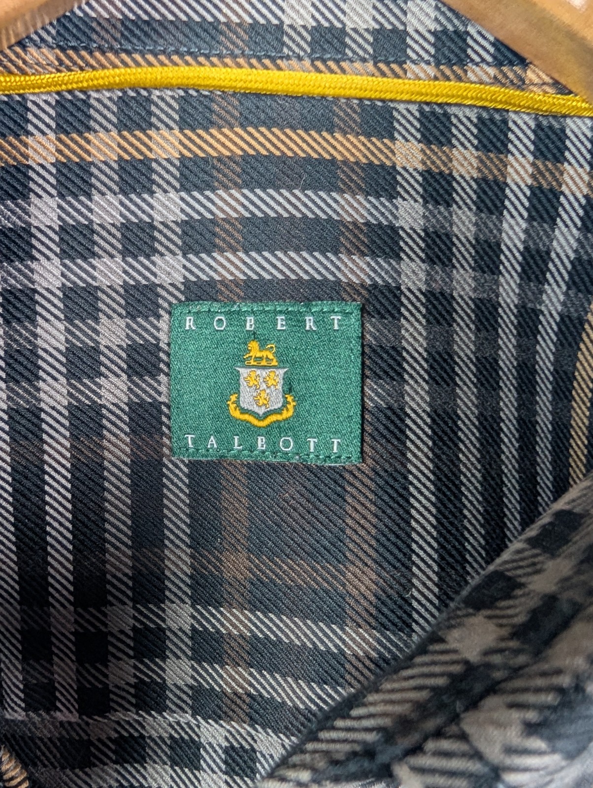 ROBERT TALBOTT Black Gray Brown Check Button Up S… - image 3