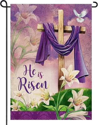 He is Risen Easter Garden Flag 12x18 Double Sided Outdoor Holiday Decoration NEW