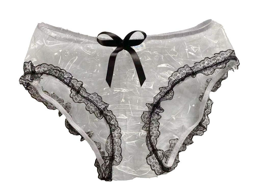 PVC-Cami-Slip, Spitzenhöschen, Damen-Slips (XX-Large, glasklar)