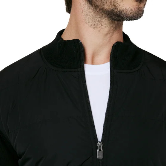 Infinity Men's Mixed Media Jacket Quilted Sweater Knit Lightweight Zip S-XXL New
