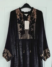 East 'Brogan' Handcrafted Embellished Velvet Dress - BNWT - RRP £169 - Size L