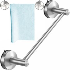 Stainless Steel Brush Suction Cup Towel Bar NoDrill Wall Holder 17 Inch