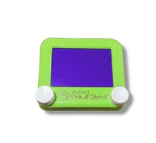 Vintage Ohio Art Pocket Etch A Sketch #516 Lime Green Case Purple Screen Works