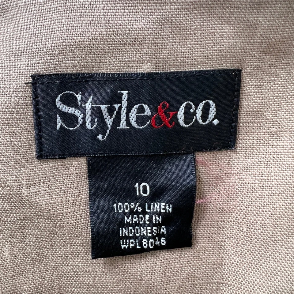 Falda midi Style & Co de lino con capas para mujer 10 beige tostado línea A boho verano Foto 4 de 4