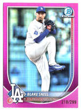 BLAKE SNELL S/P #218/299 2025 BOWMAN CHROME FUCHSIA REFRACTOR CY YOUNG DODGERS