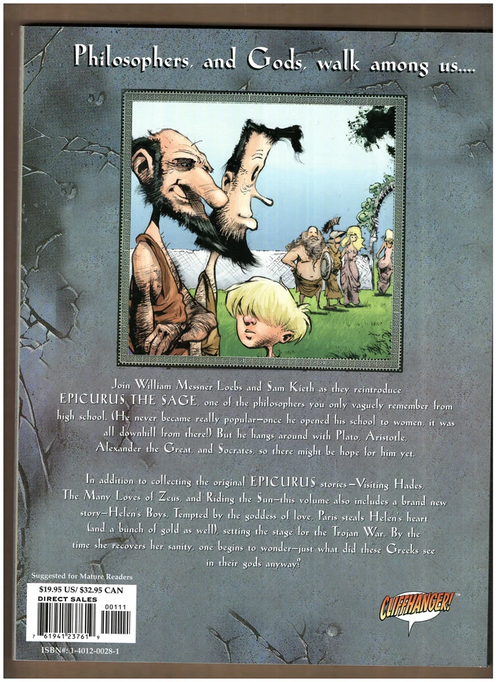 Epicurus The Sage 2003 Cliffhanger Trade libro de bolsillo Loebs & Sam Kieth en estado bastante bueno+ 8,5 Foto 2 de 3