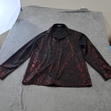 Zeroyaa Men's Long Sleeve Black Paisley Dress Shirt Size 2XL Casual Collared