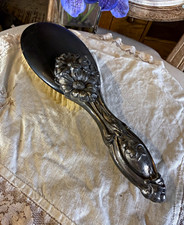 Antique Royal Artistic Silver Hair Brush Art Nouveau Floral Pat 1904 9.25