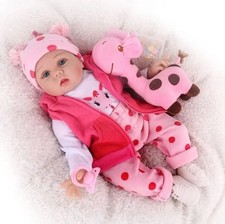 22 Realistic Baby Girl Reborn Doll w/ Giraffe Toy Weighted Cloth Body