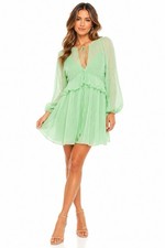 GUCCI CHIFFON CAPE DRESS IN PALE GREEN, SIZE 4