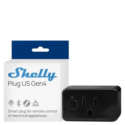 Shelly Smart Plug UL, WiFi, Bluetooth, Zigbee, Matter Outlet with Power Black 