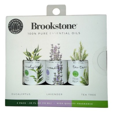 Aromatherapy Brookstone Essential Oil Set 3-Pack Euc Lavender Tea Tree 10mL Each