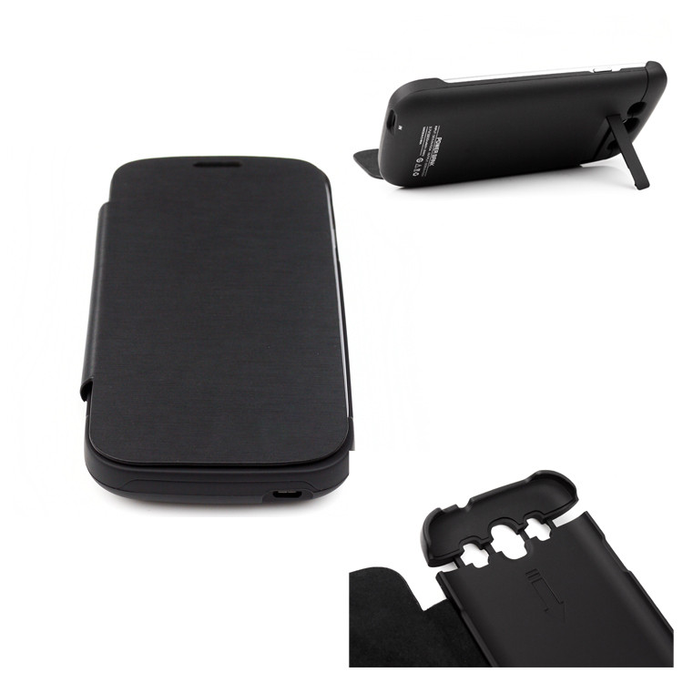 3200MAH BACKUP BATTERY CHARGER POWER FLIP CASE COVER BLACK GALAXY S3 III
