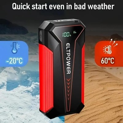 20000 MAh Car Jump Starter Power Supply With Dual USB Fast Charging And Red LED 