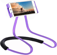 Lazy Cell Phone Holder - Universal to Wear Around Neck Purple