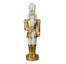 Holiday Living 3FT Freestanding Gold and White Nutcracker Holiday Decoration
