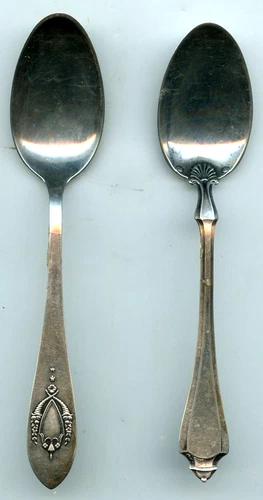 2 Antique Sterling Silver Spoons,Rogers,Lunt,Bowlen, 1 dated 1905, 1.22 troy oz