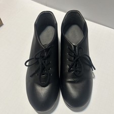 Capezio Dance Tele Tone Tap Shoes Black Leather Lace Up Woman s Size 5