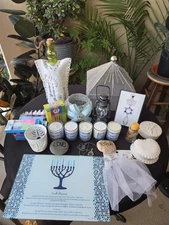 Hanukkah Jewish Decor Lot Candles Holders Jewelry Blessings Mixed Items