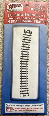 Atlas #2510 N Scale 6 pcs 9 3/4'' Radius Curve Snap-Track Code 80 Nickel - NEW