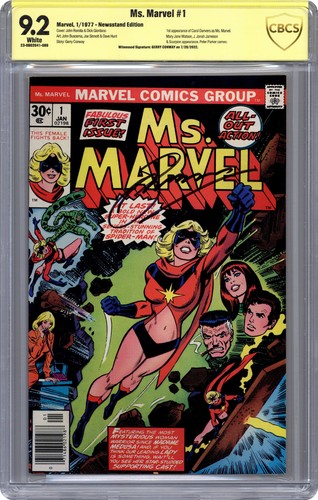 Ms. Marvel #1 CBCS 9.2 Newsstand Witnessed Sig Gerry Conway 1977 23-0B02941-089