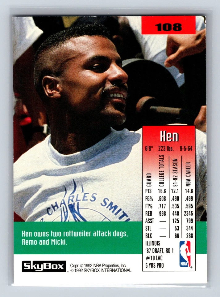 1992-93 Skybox - Ken Norman #108 - Image 2 of 2