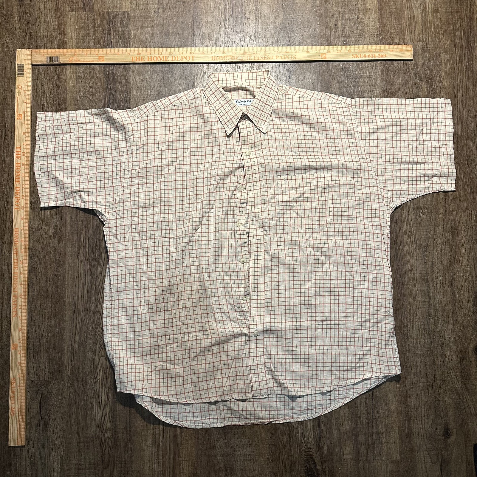 Yves Saint Laurent Camicia vintage YSL uomo 3XL con bottoni manica corta