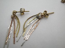 Vintage / Pre Loved  9k 9ct Yellow Rose & White Tri Colour Gold Earrings