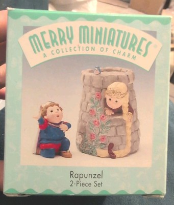 1998 Hallmark Merry Miniatures  Rapunzel 2-Piece Set Of Figurines NIB NEW IN BOX