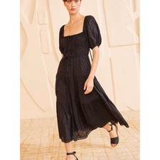 Ulla Johnson Palma Tiered Cotton Eyelet Midi Dress Noir NWOT Retail $495- Size 6