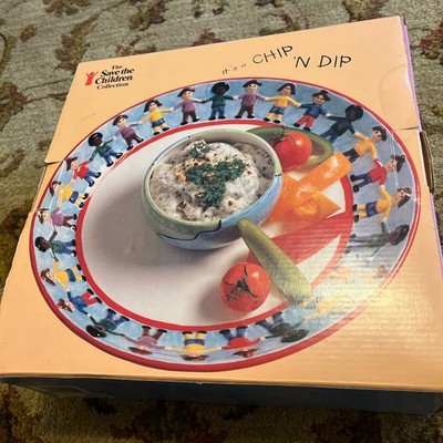 Save the Children Centrum Porcelain Chip  N Dip Set, Plate and Bowl in orig Box