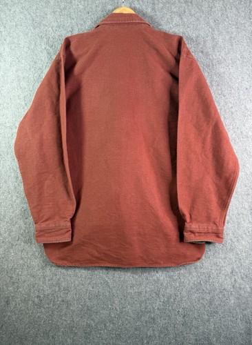 LL Bean Orange Chamois Cloth Aztec Lined Hurricane Flannel Shirt Men’s Medium - Picture 9 of 9