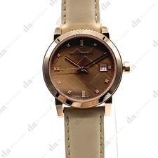 NEW Burberry BU9131 Rose Gold Dial Ion-plated Nude Leather Women's Watch