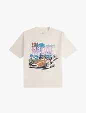 RHUDE Miami Formula Retro Logo Printed Short sleeved T-shirt White