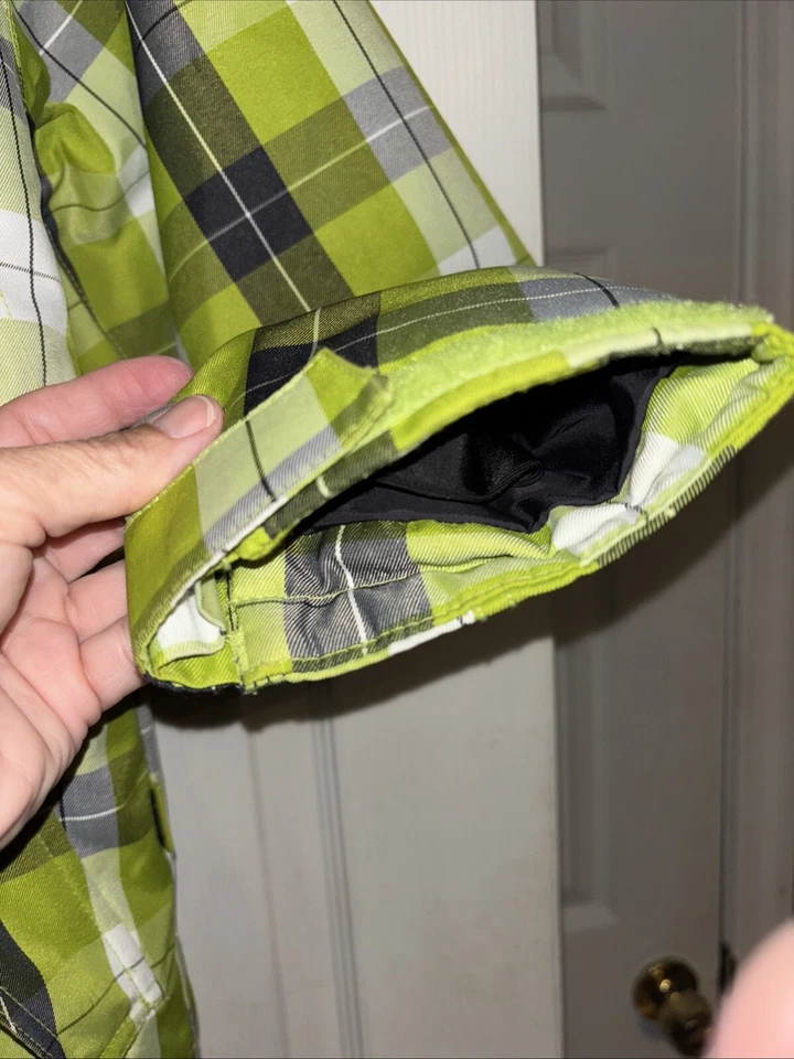Ripzone Youth Sz L Insulated Ski Snowboard Jacket Lime Plaid Phone Zip Pockets - Image 3 of 4