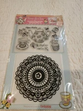 *New*Cardmaking Stamp and Doily Embossing Folder Set Time for Tea S Harrison