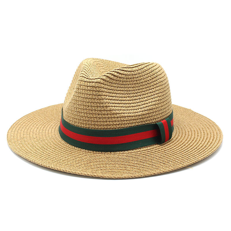 Unisex Men Women Striped Straw Outdoor Cowboy Beach Sun Summer Hat