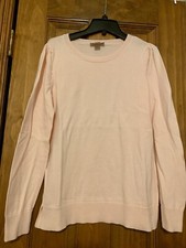 Ann Taylor LOFT Size Small Puff Sleeve Sweater Light Pink 100 Cotton