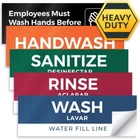 5 Pack Wash Rinse Sanitize Sink Labels Waterproof Sticker Signs 3 Compartment