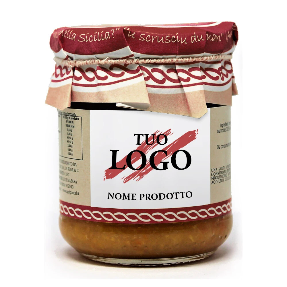 N. 2 cartoni antipasti siciliani con etichetta personalizzabile con il tuo logo