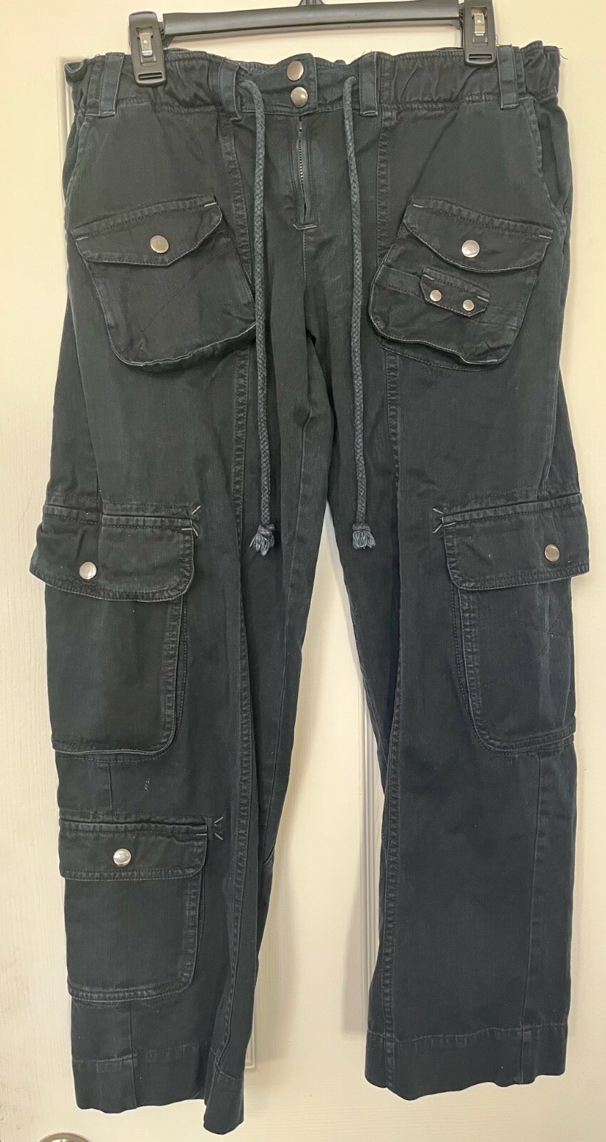 Free People Tahiti Low Rise Cargo Pants XS Womens Black Y2K