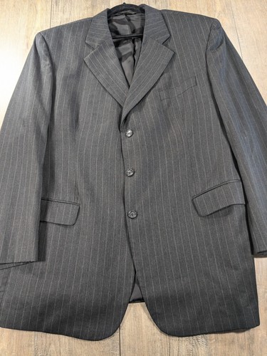 Jack Victor Blazer Sport Coat Mens 50L Black Striped Wool Saks Fifth Avenue - Picture 2 of 13