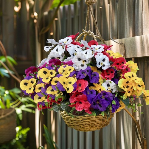 12 Bundles Artificial Pansy Flowers Faux Plastic Wild Flowers Bushes for Home... - Picture 5 of 7