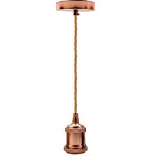 Vintage Brass E27 Pendant Light Fitting Retro Hanging Lamp Holder Ceiling Rose