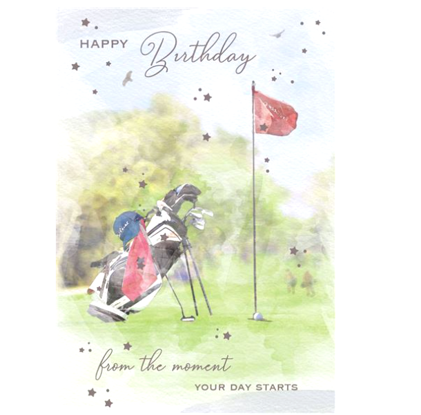 Birthday Card Golf Golfer Golfing Happy Birthday Greeting Card.