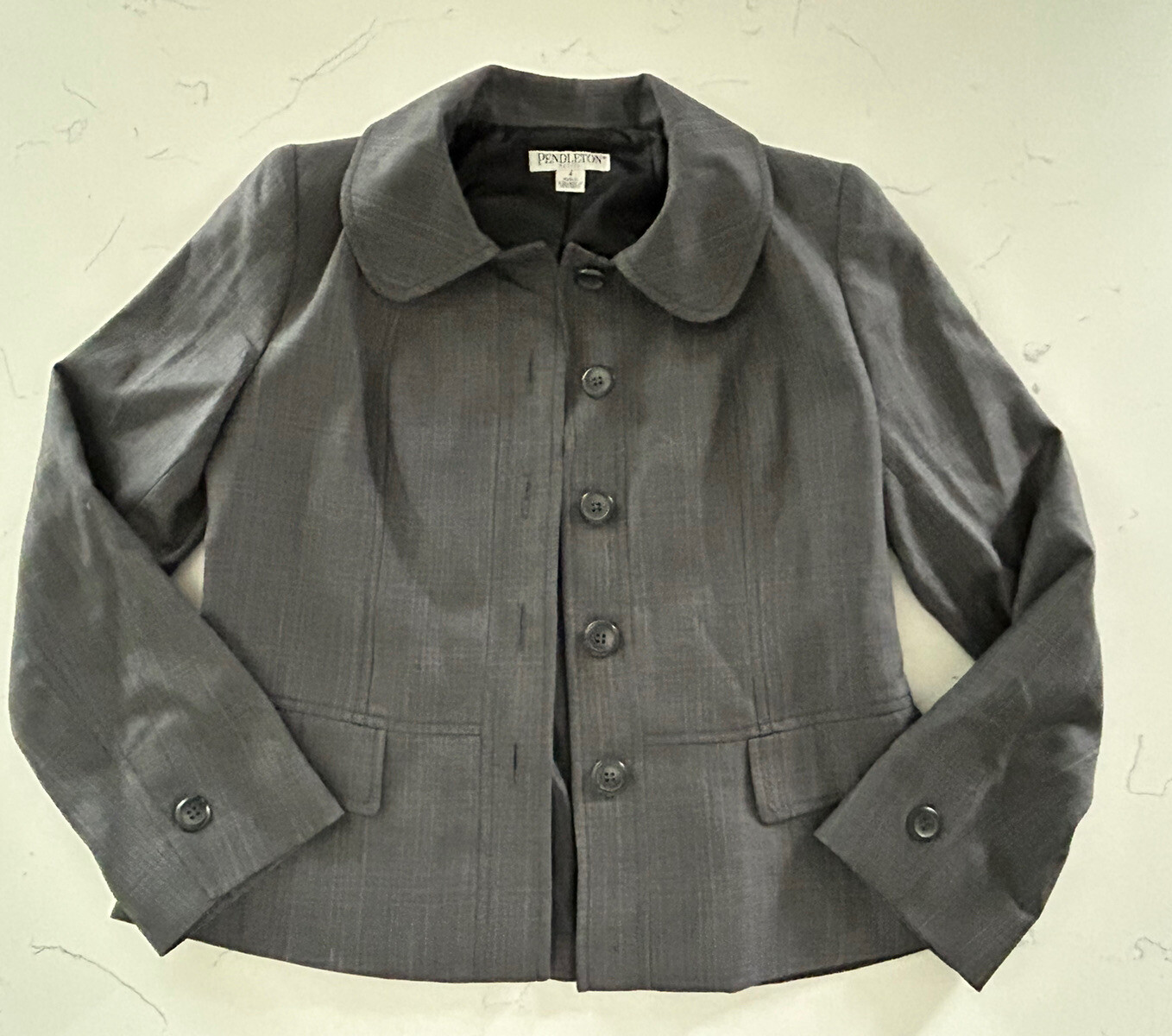 Pendleton Petite Size 4 100% Virgin Wool Gray Bla… - image 1