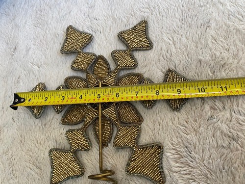 Restoration Hardware Gold BEADED SNOWFLAKE CHRISTMAS TREE TOPPER 12” X 10” - Picture 18 of 20