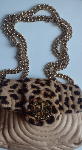 HENRI BENDEL NY Leder Tasche braun gesteppt golden Kette Logo Crossbody Schulter - Bild 8 von 20