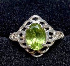 Natural Oval Peridot Ring Set In 925 Silver Size 8 Total Ring Weight 3 grams