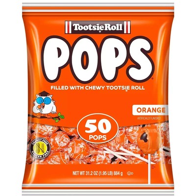 Tootsie Pops Single Flavor Bag -Orange Flavored Lollipops with Chocolatey Center